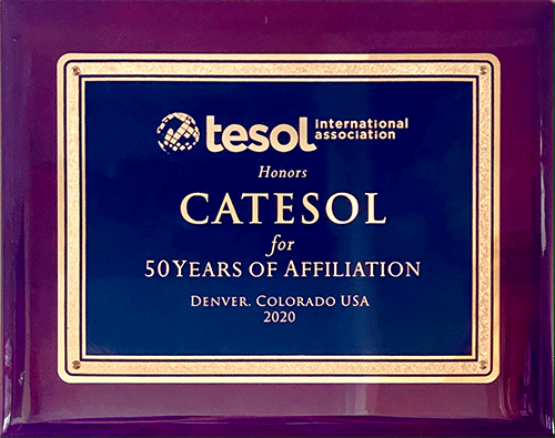 CATESOL plaque 50 years of affiliation