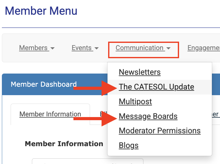 Member Menu: Communication