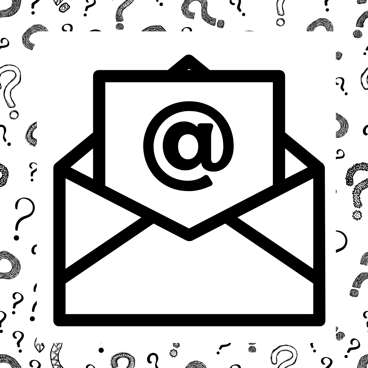 Email with questions in the background