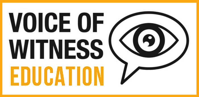 Image Voice of Witness Education Logo Eye and Speech Bubble